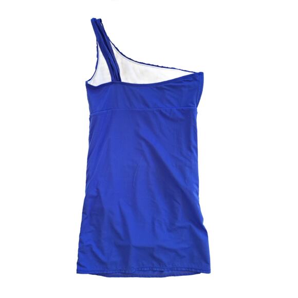 Jantzen One Shoulder Swim Dress Swimsuit Cobalt Blue Goddess One-piece Coverup - Picture 7 of 8
